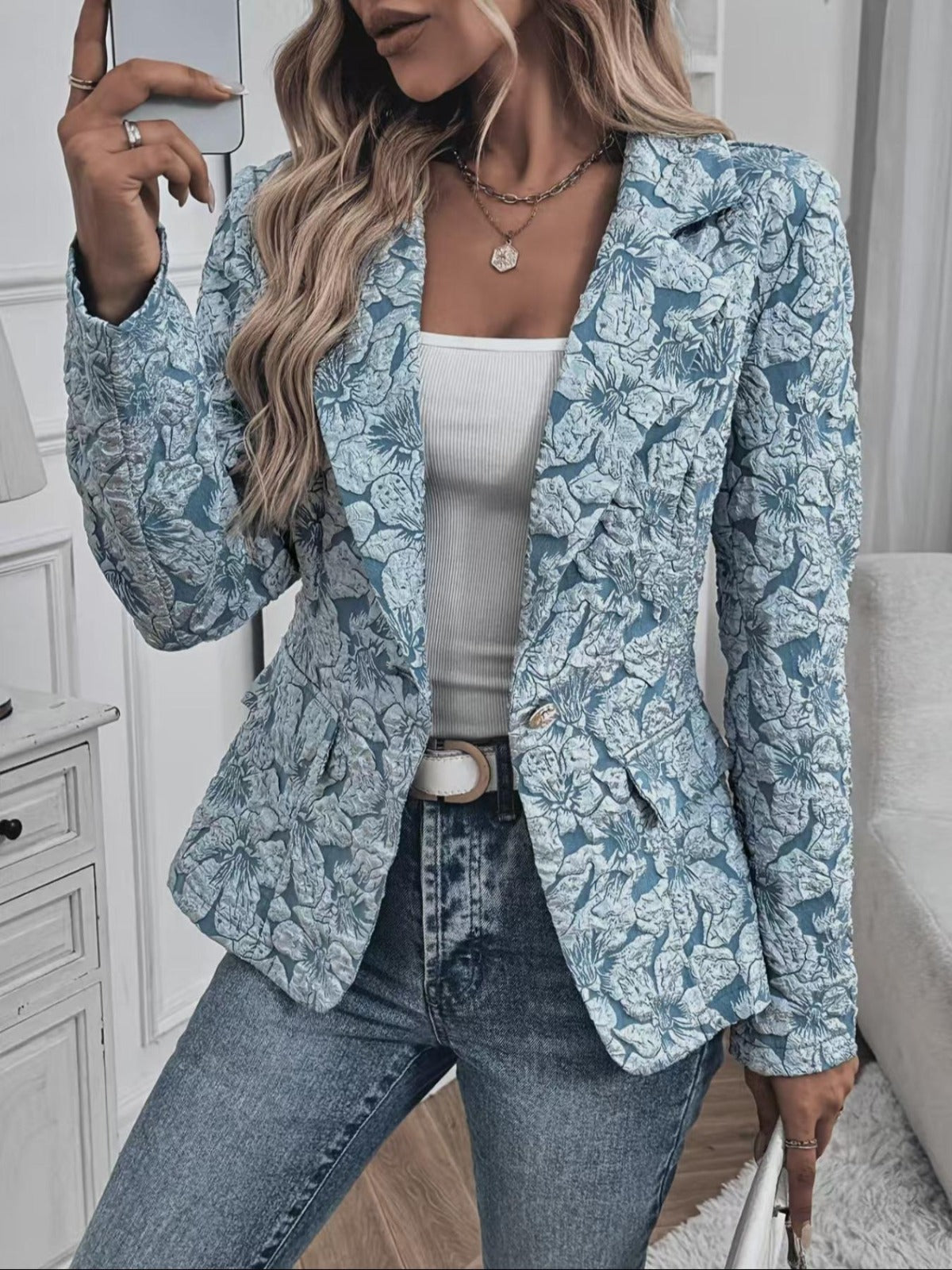 Isaura | Blazer Entallado de Jacquard Paisley