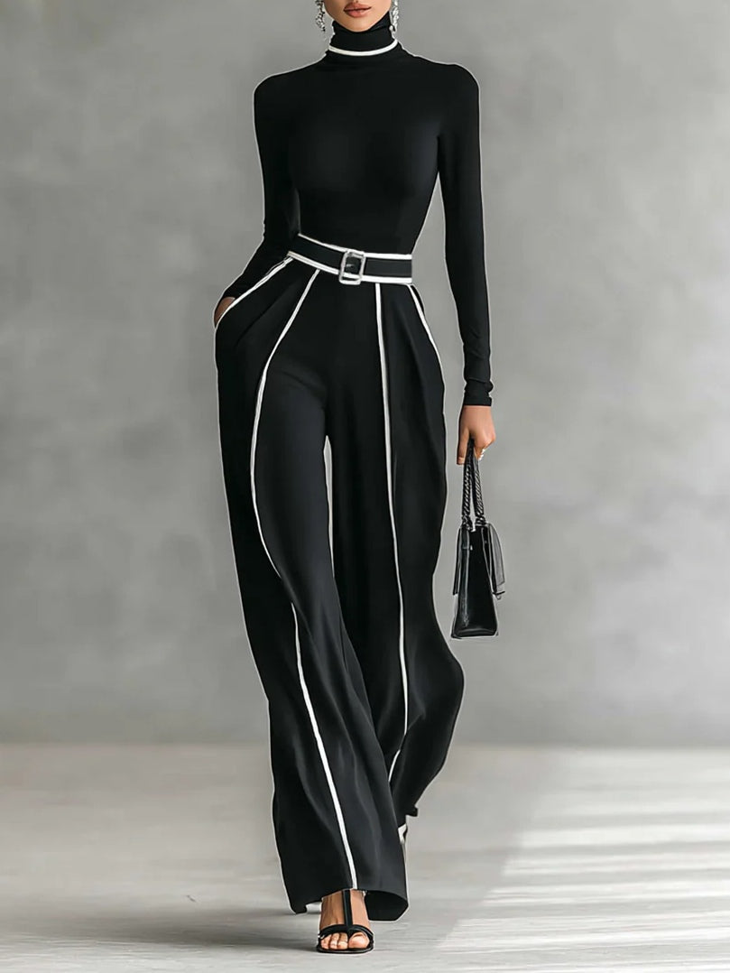 Marisa | Conjunto Elegante con Cuello Alto y Pantalón Ancho