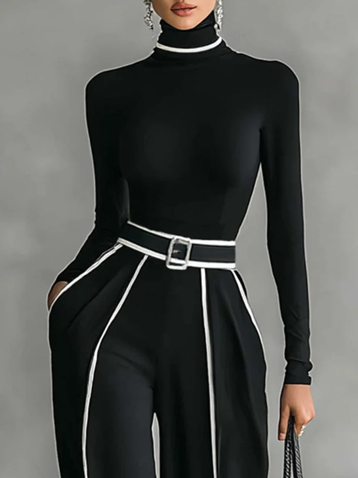 Marisa | Conjunto Elegante con Cuello Alto y Pantalón Ancho