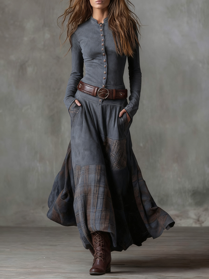 Amparo | Vestido Maxi de Ante con Cinturón