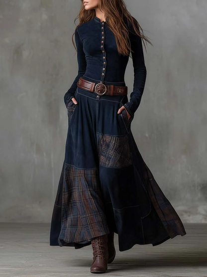 Inma | Vestido Maxi de Ante con Cinturón