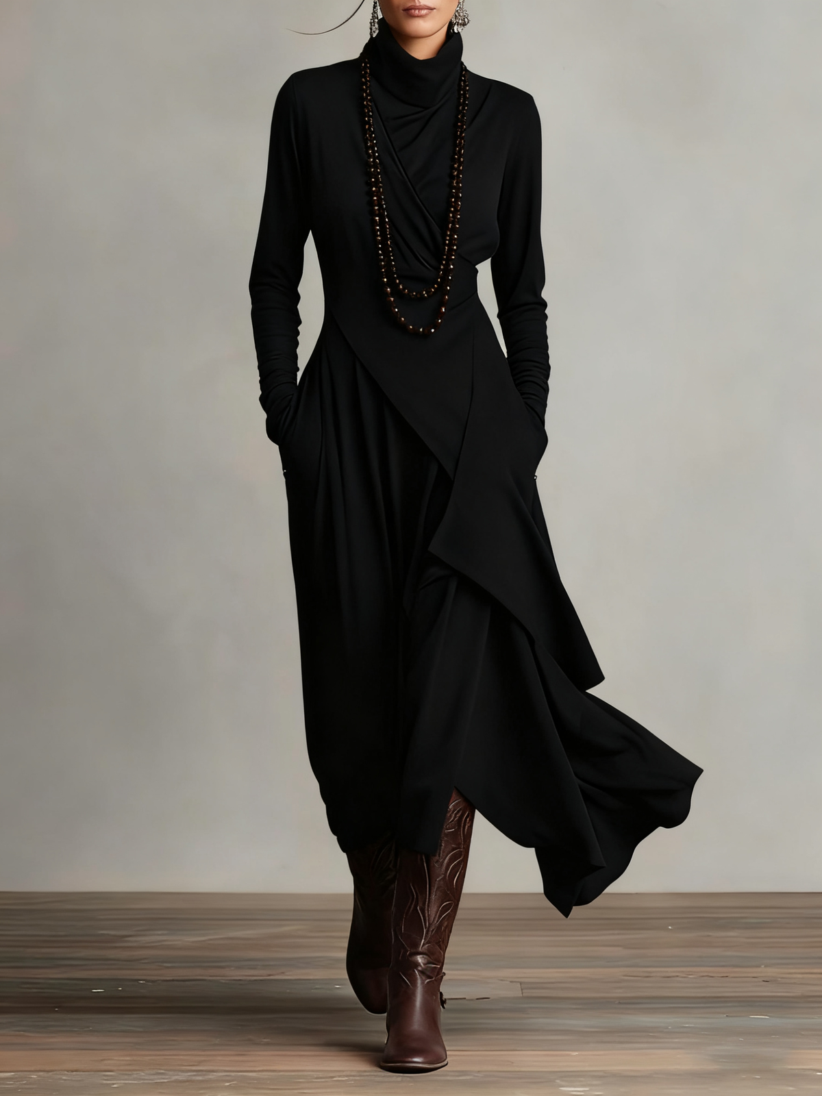 Montse | Vestido Vintage Asimétrico de Cuello Alto