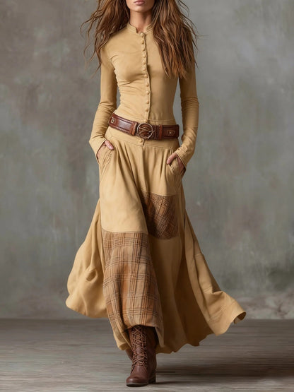 Amparo | Vestido Maxi de Ante con Cinturón