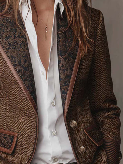 Aurora María | Blazer de Espiga con Paneles Estampados