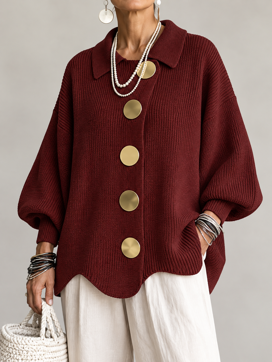 Adelaida | Chaqueta de Punto Oversize con Cuello