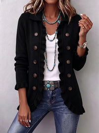 Marisa | Chaqueta de Punto Negro con Volantes