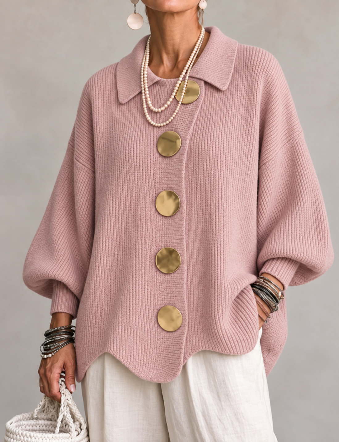 Adelaida | Chaqueta de Punto Oversize con Cuello