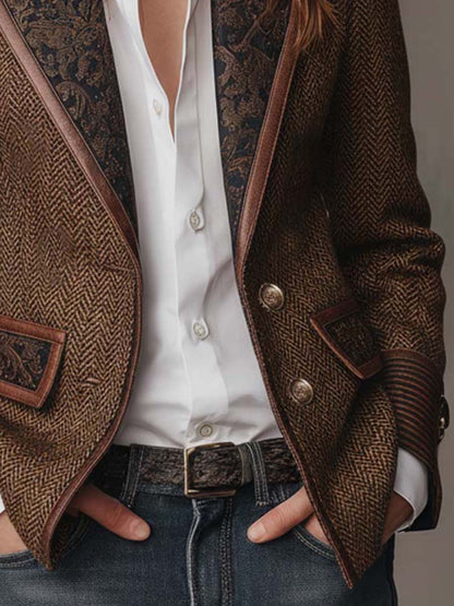 Aurora María | Blazer de Espiga con Paneles Estampados