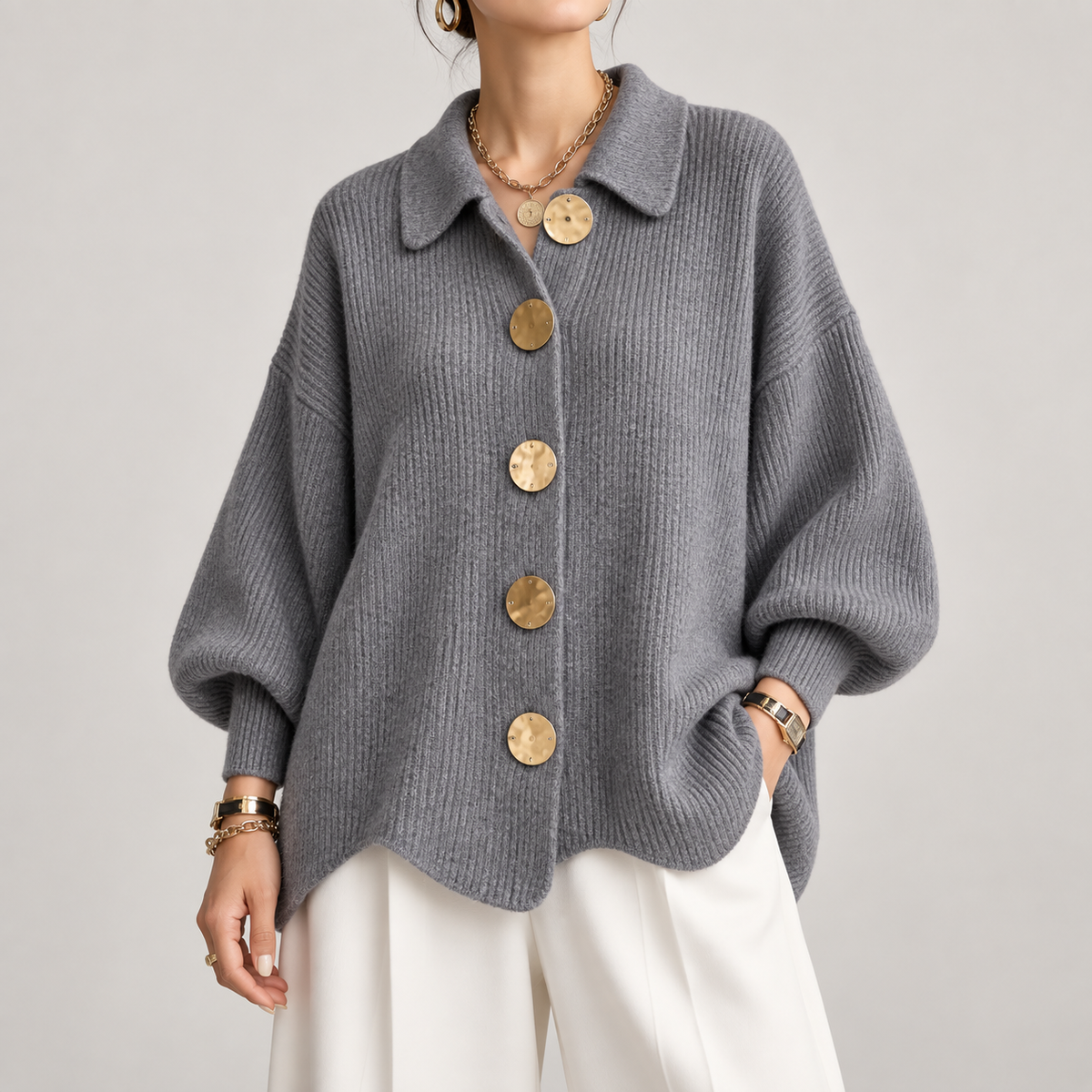 Adelaida | Chaqueta de Punto Oversize con Cuello