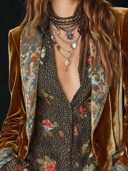Consuelo | Americana Patchwork con Estampado Floral Vintage