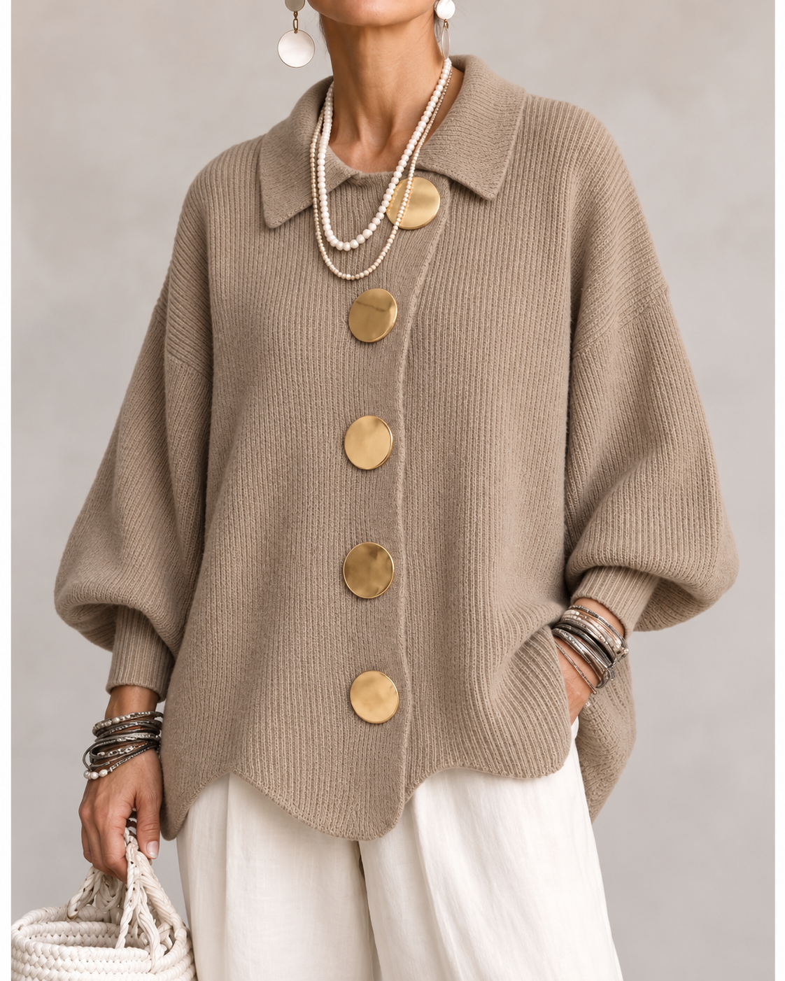 Adelaida | Chaqueta de Punto Oversize con Cuello