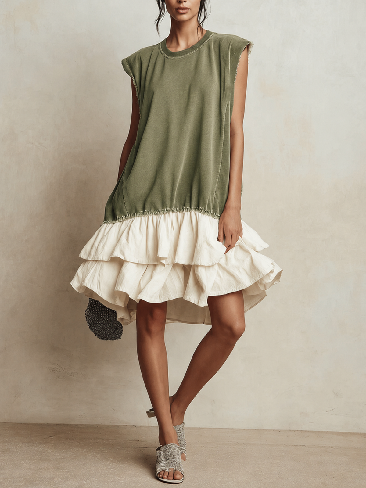 Ilaria | Vestido casual con bloques de color, corte amplio, de vacaciones