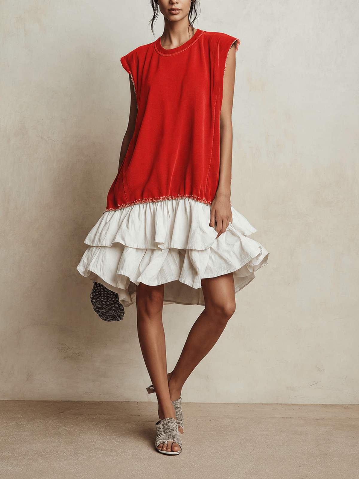 Ilaria | Vestido casual con bloques de color, corte amplio, de vacaciones