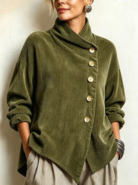Carmela | El Jersey de Pana con Botones en Verde Oliva