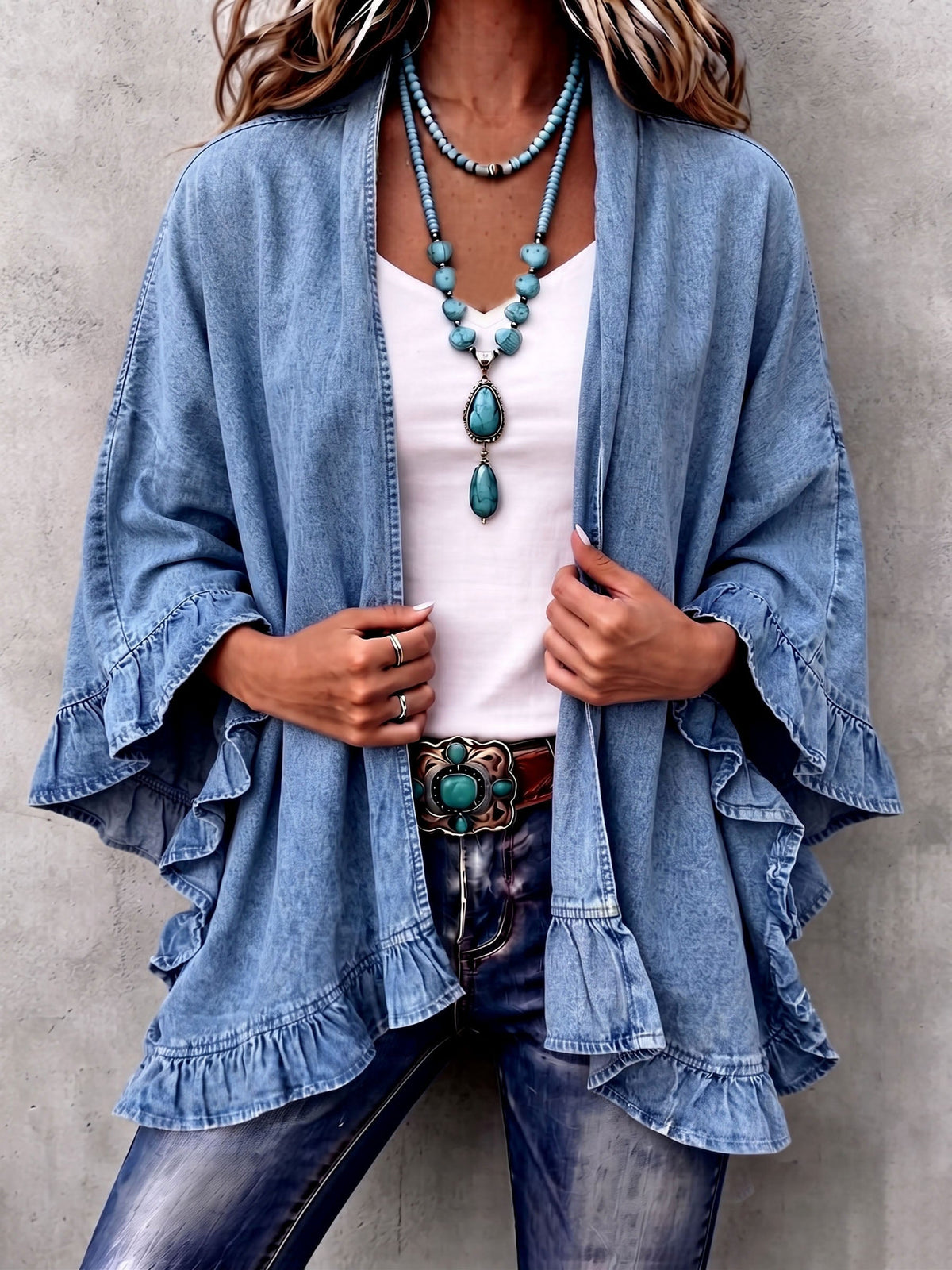 Elena Cristina | Chaqueta Vaquera Bohemia con Volantes