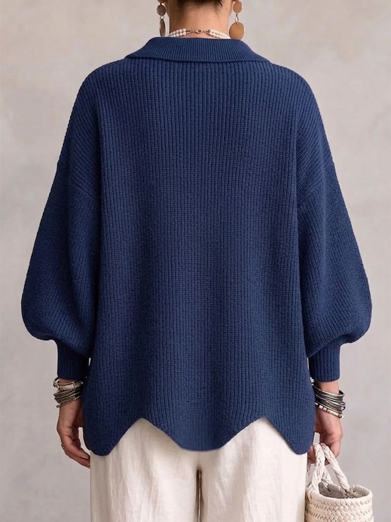 Teresa Elena | Chaqueta de Punto Ancha con Cuello y Botones Metálicos