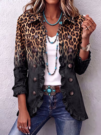 Piedad | Chaqueta Blazer Leopardo Negro con Volantes