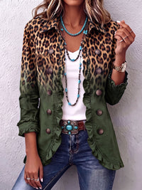 Margarita | Chaqueta Blazer Leopardo Verde con Volantes