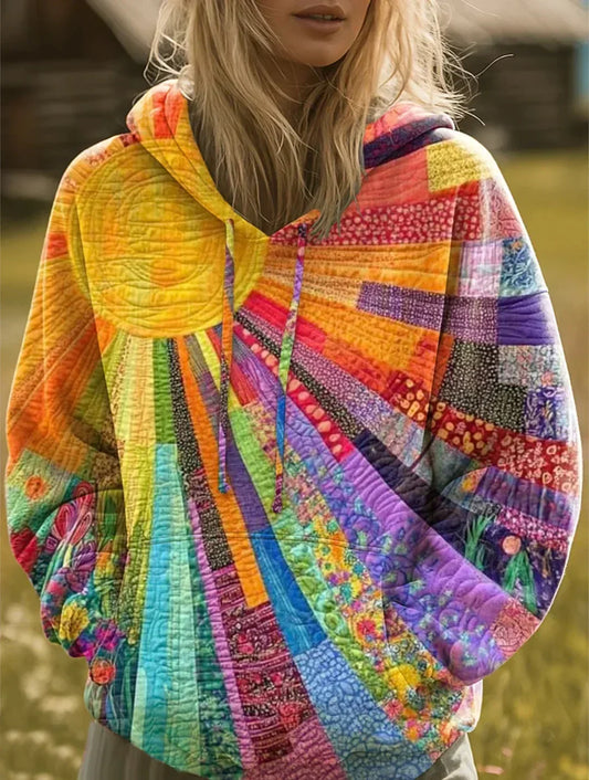 Ana Gloria | Sudadera con Capucha Patchwork Multicolor Bohemia